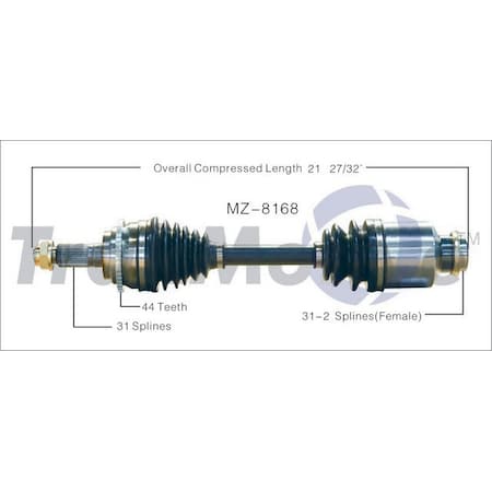 Surtrack Axle Cv Axle Shaft, Mz-8168 MZ-8168